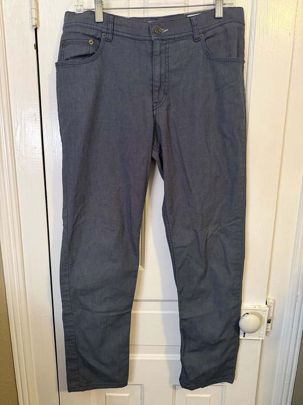 Brax Feel Good Cooper Fancy Regular Fit 5-Pocket Pants Mens Size 35x32 Blue Gray